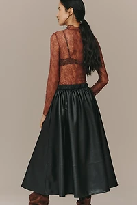 The Jacie Faux-Leather Midi Skirt by Maeve