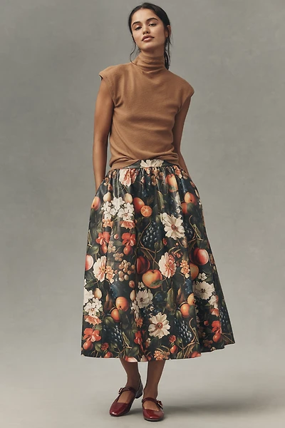 The Jacie Faux Leather Midi Skirt by Maeve