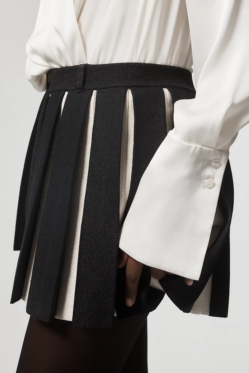 Retrofete Ludo Metallic Pleated Knit Mini Skirt