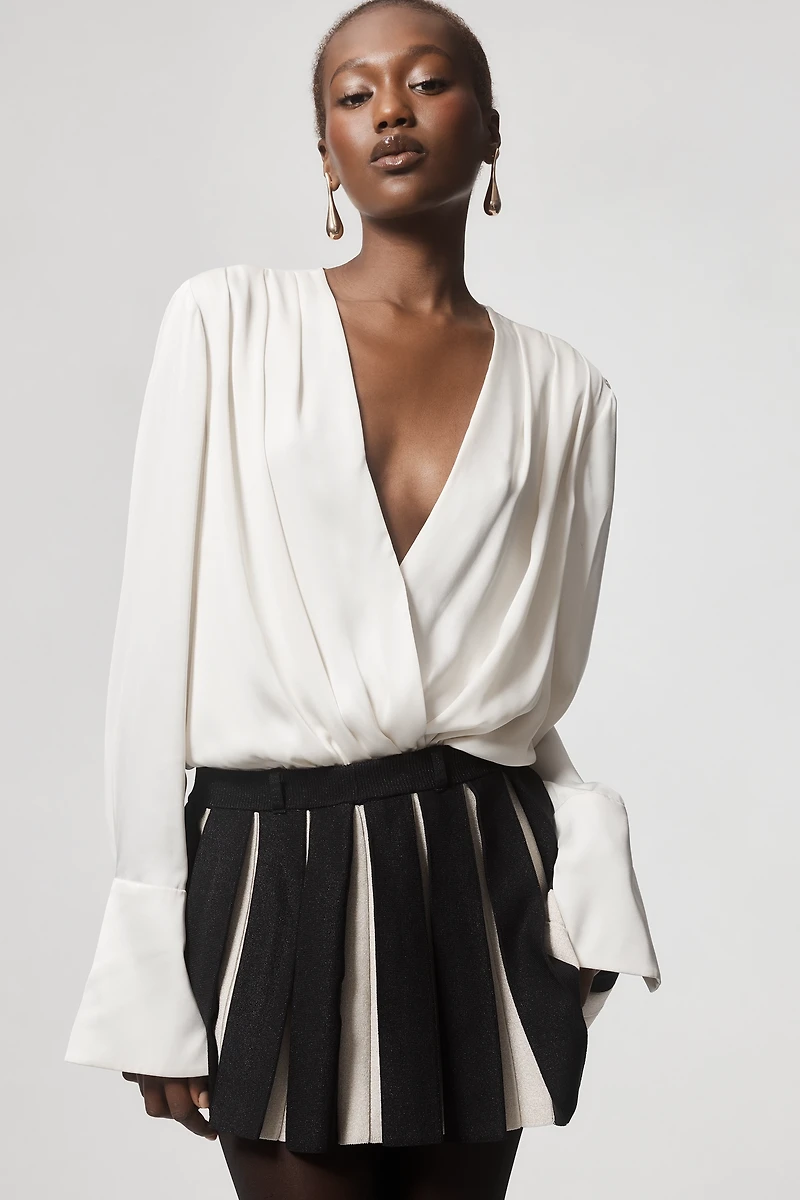 Retrofete Ludo Metallic Pleated Knit Mini Skirt