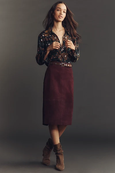 Retrofete Marcella Suede Midi Skirt