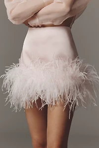 Retrofete Floriette Faux-Feather Slip Skirt