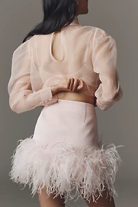 Retrofete Floriette Faux-Feather Slip Skirt