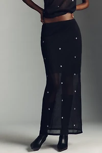 Pilcro Sheer Embellished Knit Slip Maxi Skirt