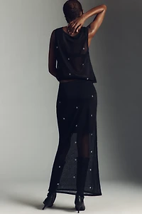 Pilcro Sheer Embellished Knit Slip Maxi Skirt