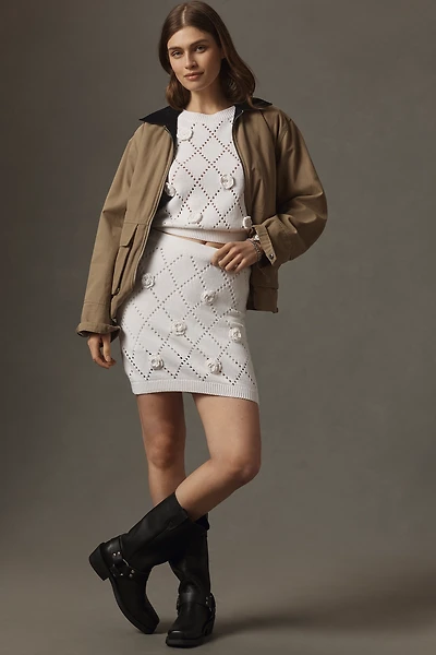 Maeve 3D Floral Knit Mini Skirt