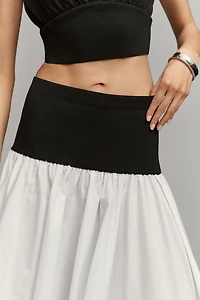 By Anthropologie Cotton Twofer Drop-Waist Midi Skirt