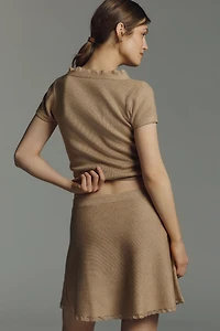 By Anthropologie Knit Lace-Trim Pull-On Skirt