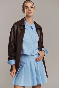 Maeve Stripe Pleated Mini Skirt