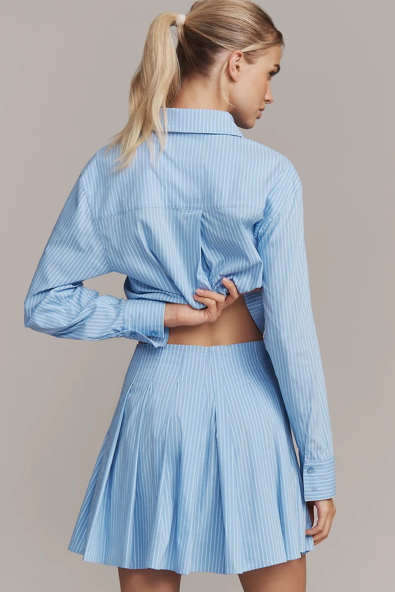 Maeve Stripe Pleated Mini Skirt