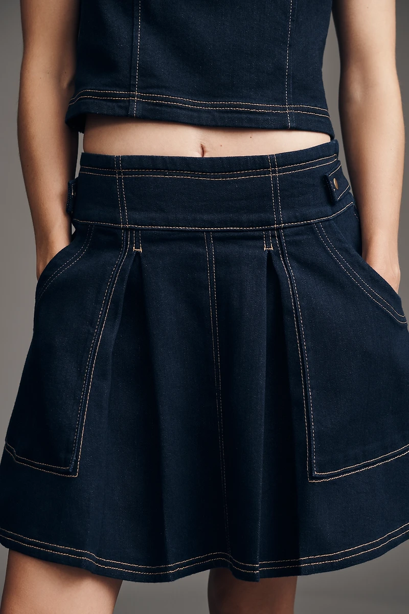 By Anthropologie Seamed Denim Mini Skirt