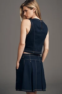 By Anthropologie Seamed Denim Mini Skirt