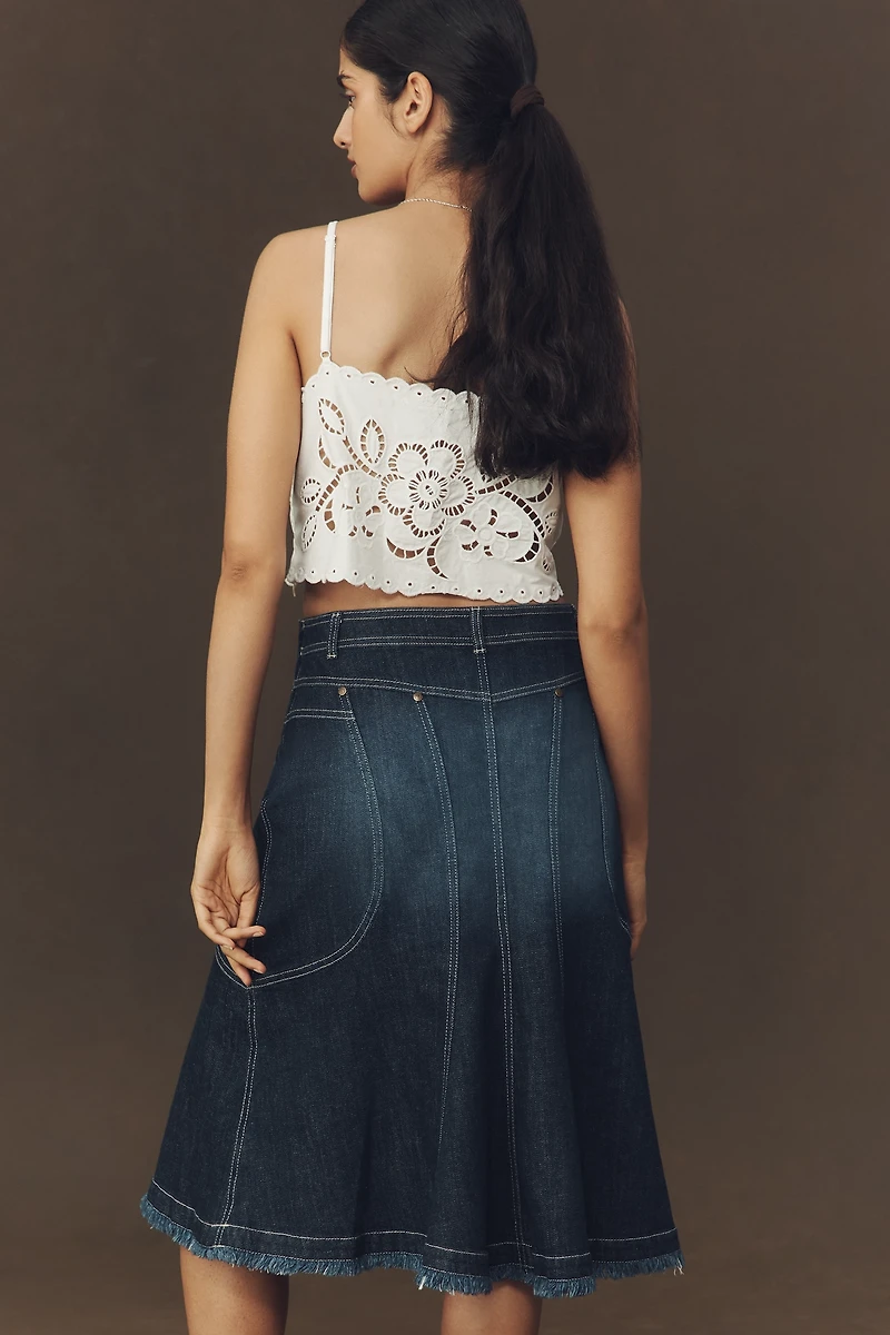 Pilcro Fluted Denim Midi Skirt