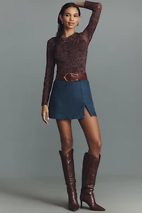 By Anthropologie Side-Slit Denim Mini Skirt