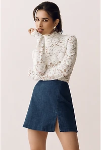 By Anthropologie Side-Slit Denim Mini Skirt