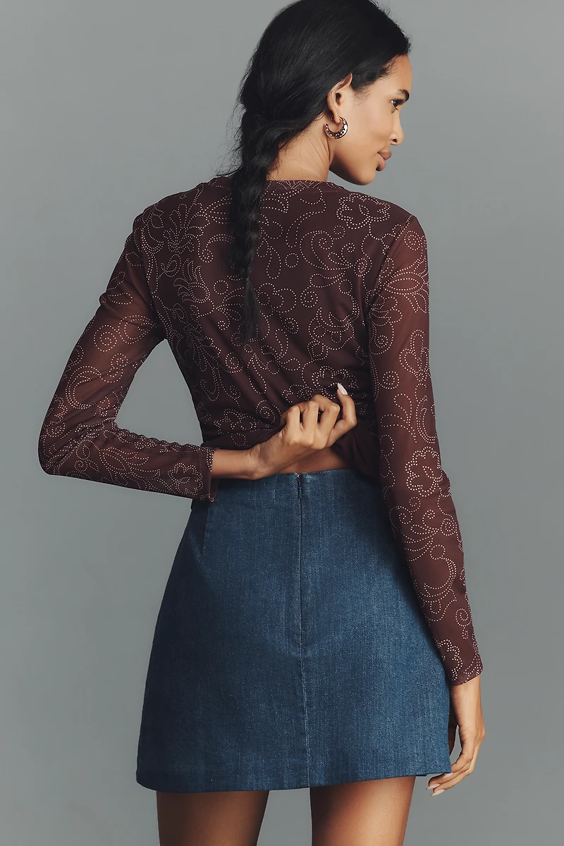 By Anthropologie Side-Slit Denim Mini Skirt