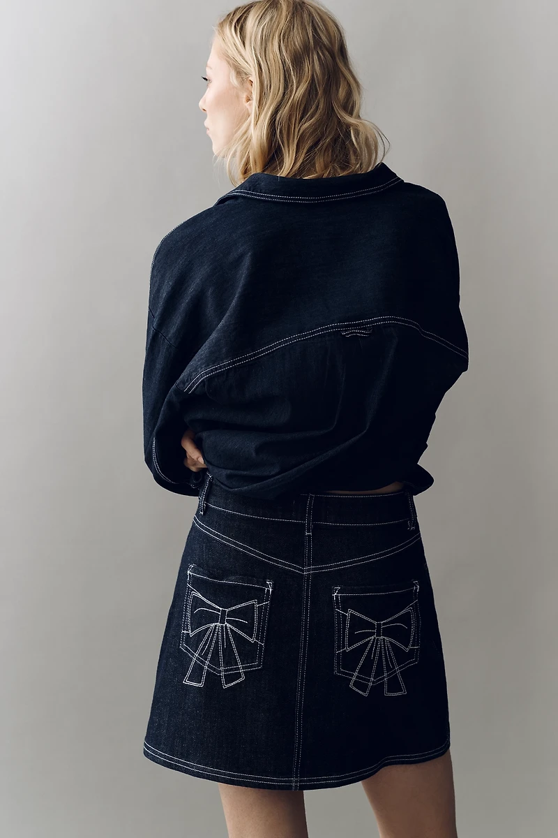 Pilcro Denim Bow Mini Skirt