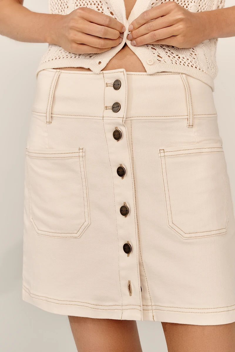 Pilcro Button-Front Mini Skirt