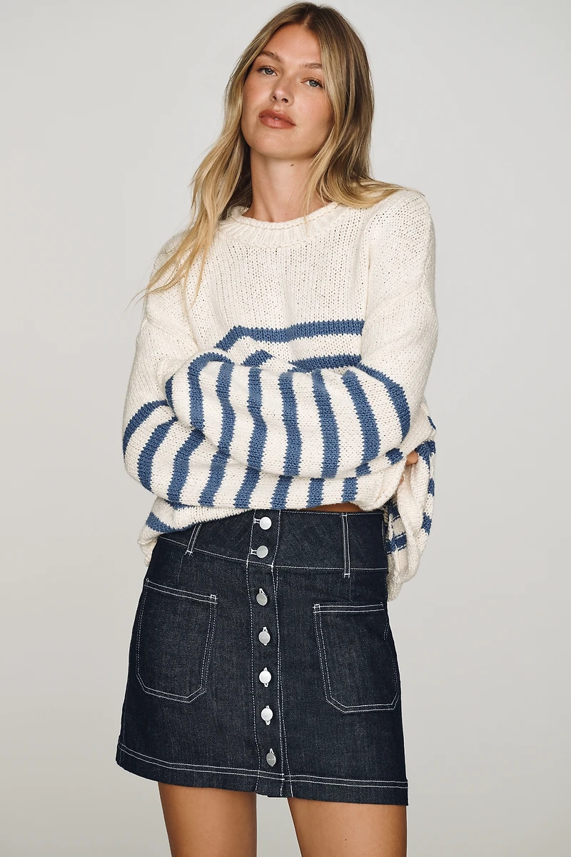 Pilcro Button-Front Denim Mini Skirt