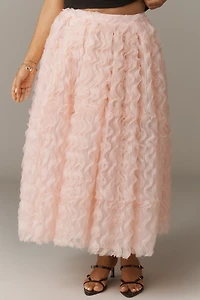 Eloquii Plus Textured Ruffled Tulle Midi Skirt