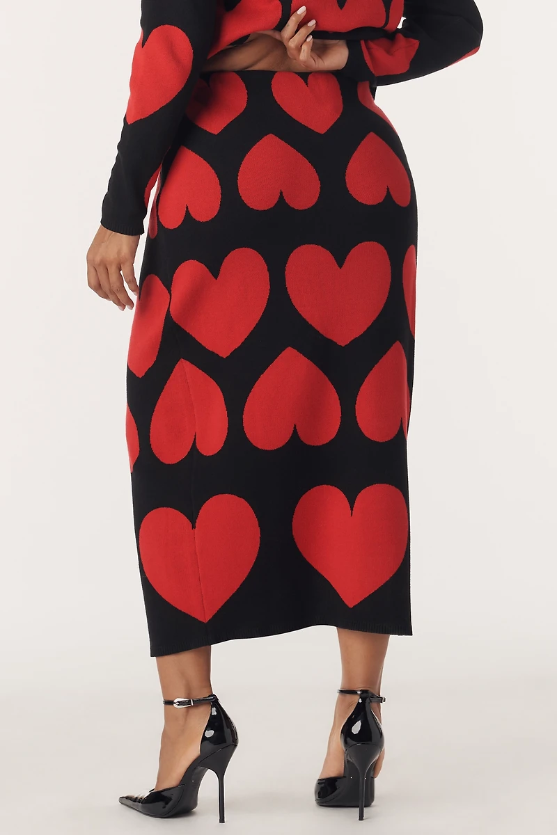 Eloquii Heart Icon Knit Midi Skirt