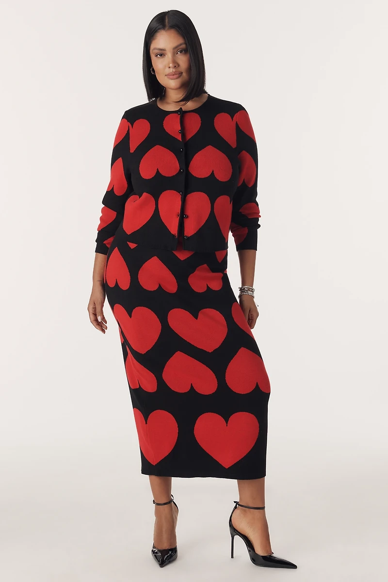 Eloquii Heart Icon Knit Midi Skirt