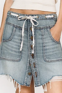 Pilcro Drawstring Denim Mini Skirt