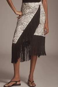 Le Superbe Fringe With Benefits Linen Blend Wrap Skirt