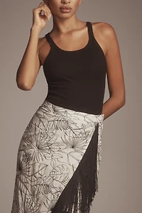 Le Superbe Fringe With Benefits Linen Blend Wrap Skirt