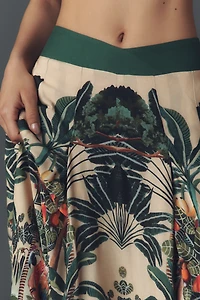 Farm Rio Jungle Print V-Waist Midi Skirt