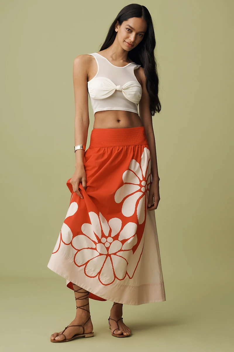 Farm Rio x Anthropologie Printed Poplin Midi Skirt