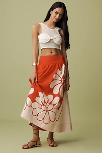 Farm Rio x Anthropologie Printed Poplin Midi Skirt