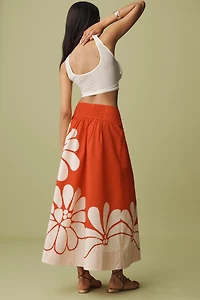 Farm Rio x Anthropologie Printed Poplin Midi Skirt