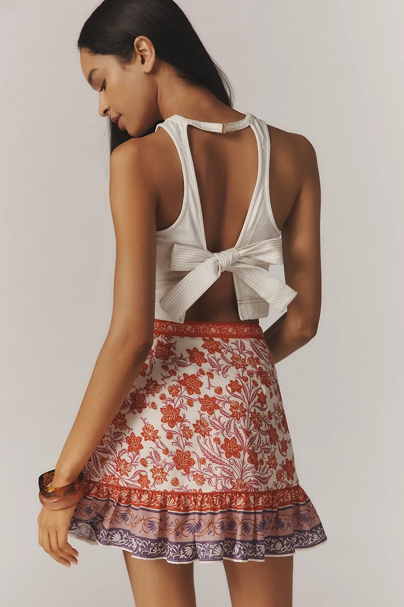 Farm Rio Printed Ruffle Mini Wrap Skirt