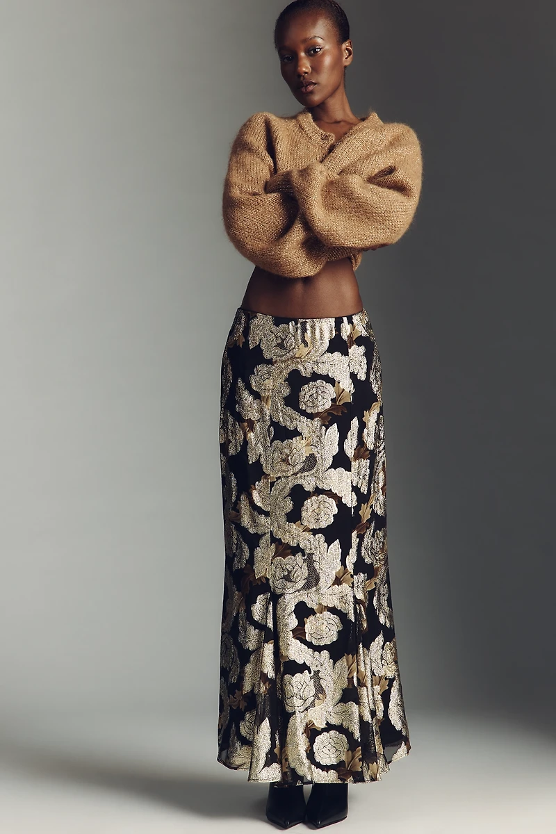 Farm Rio Jacquard Lurex Slip Maxi Skirt