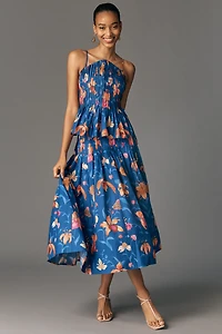 Farm Rio Pintuck Cotton Midi Skirt