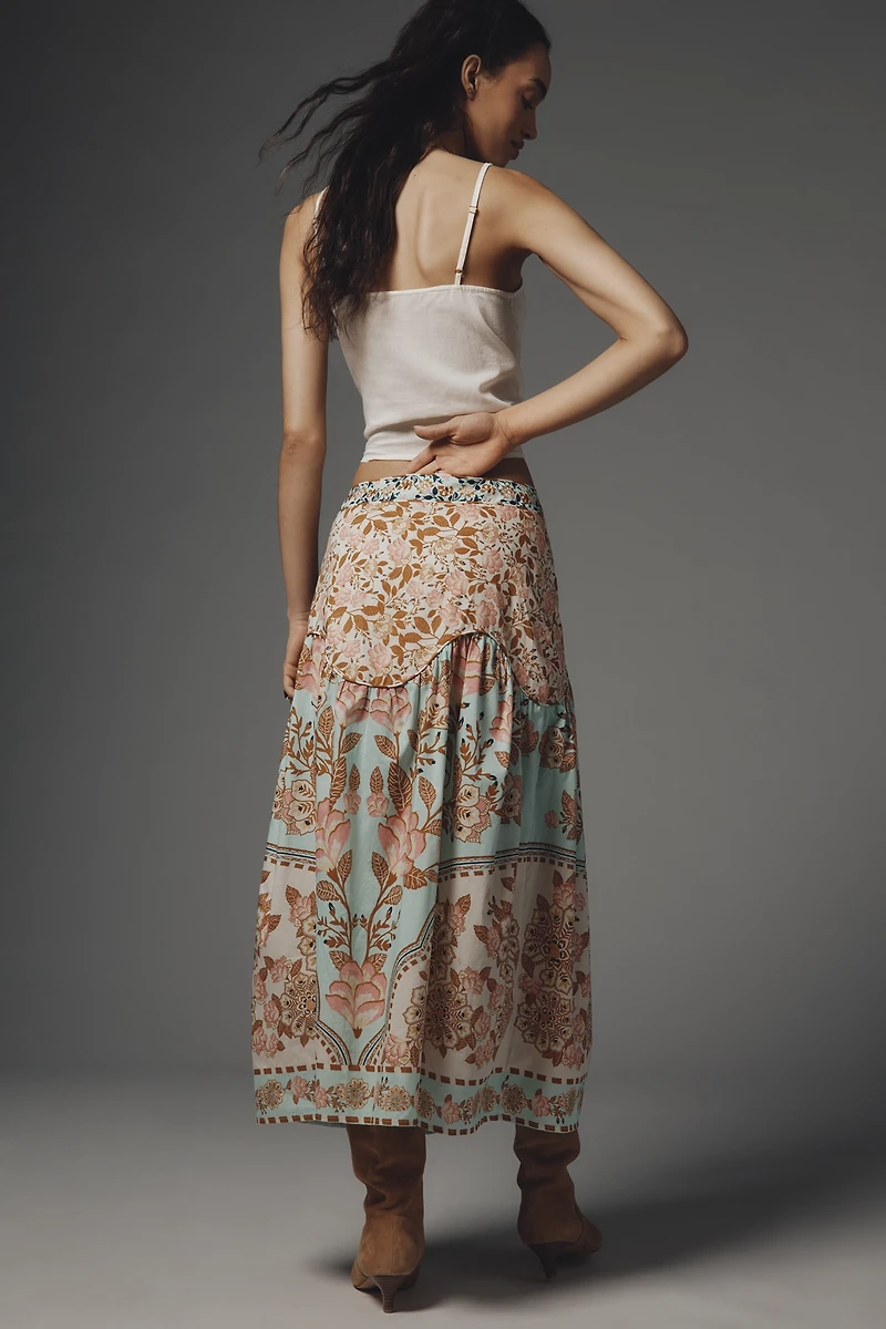 Farm Rio Drop-Waist Midi Skirt