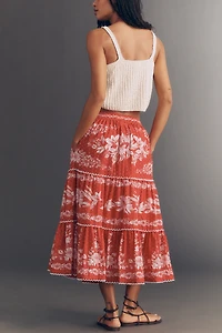 Farm Rio Tiered Floral Maxi Skirt