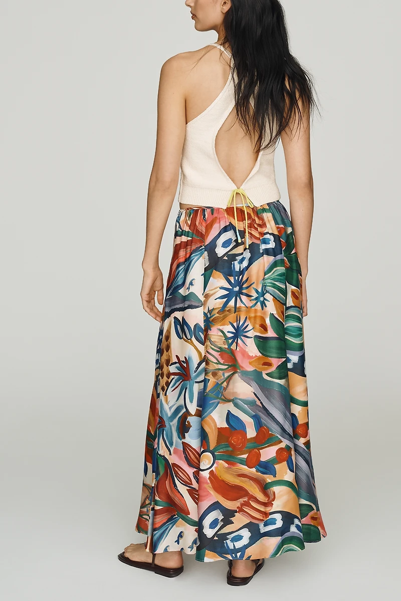 Farm Rio Plissé Floral Maxi Skirt