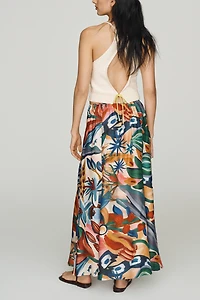 Farm Rio Plissé Floral Maxi Skirt
