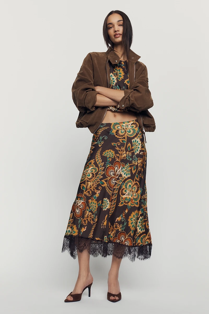 Farm Rio x Anthropologie Lace Trim Skirt