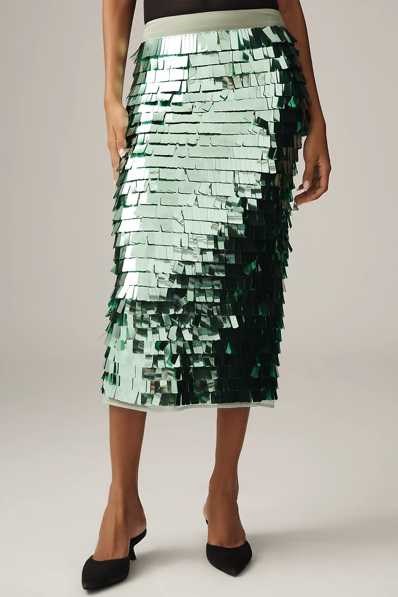 Essentiel Antwerp Ihoed Sequin Pencil Midi Skirt