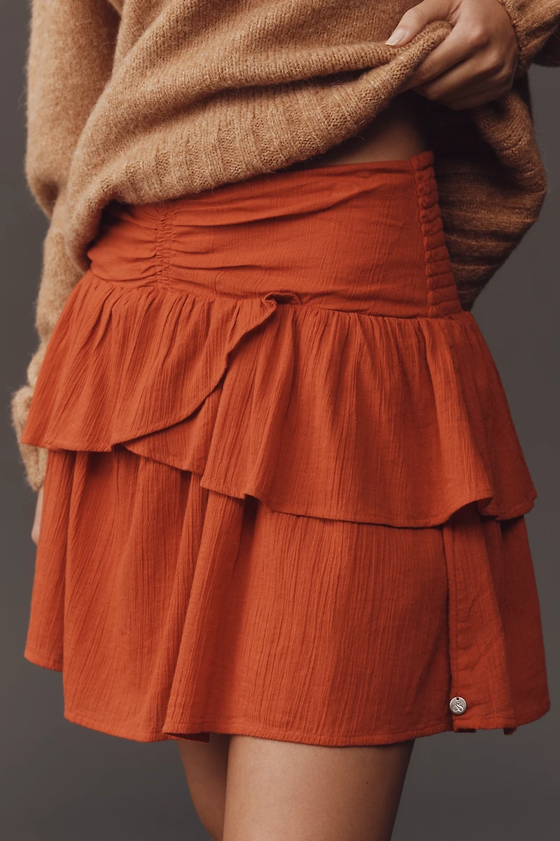 Scotch & Soda Crinkle Gauze Tiered Mini Skirt