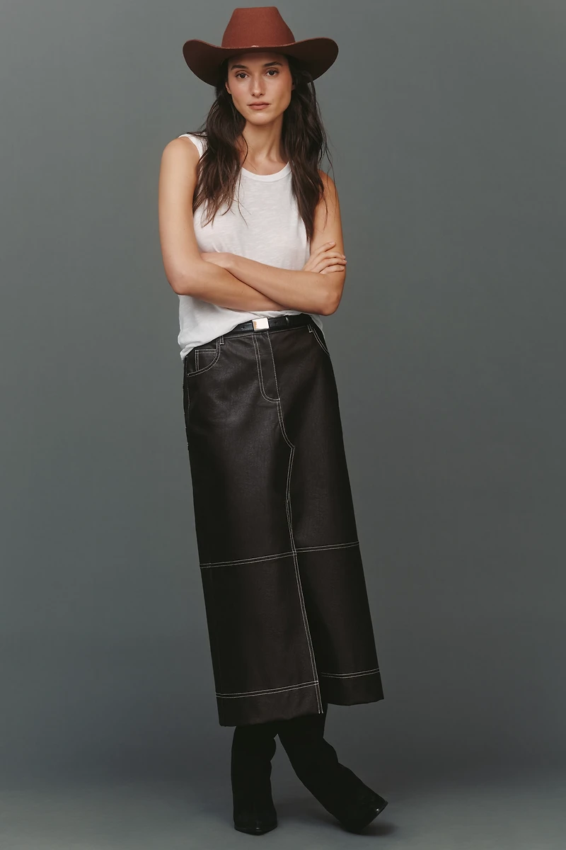 Scotch & Soda Faux-Leather Midi Skirt