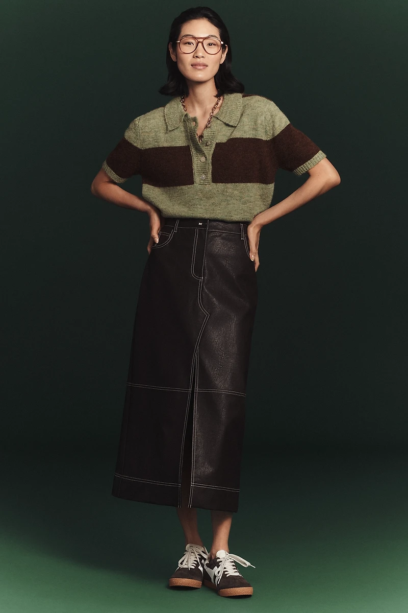 Scotch & Soda Faux-Leather Midi Skirt