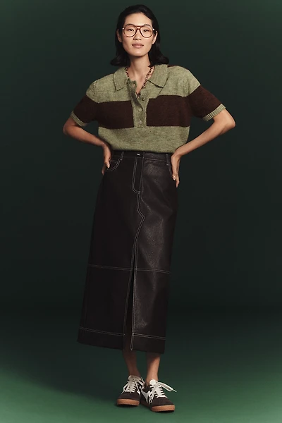 Scotch & Soda Faux-Leather Midi Skirt