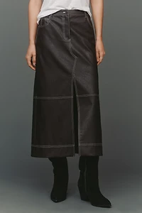 Scotch & Soda Faux-Leather Midi Skirt