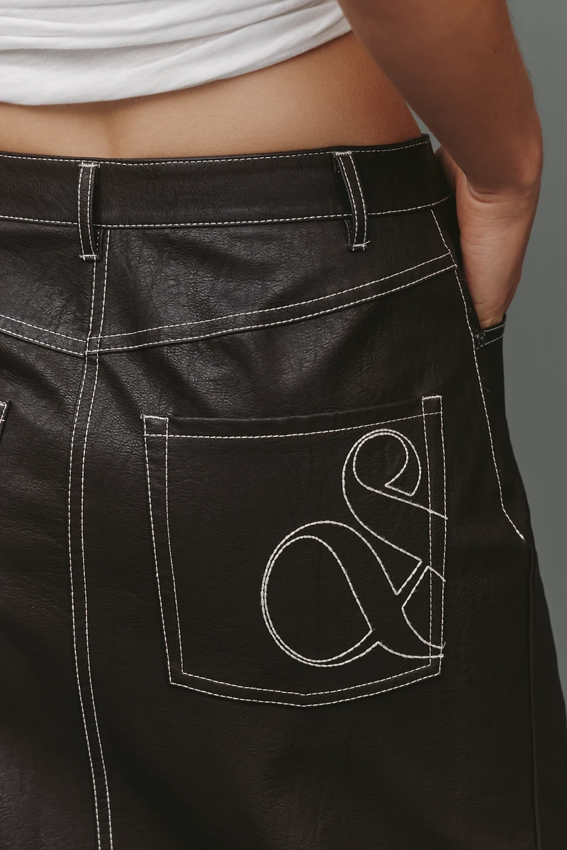 Scotch & Soda Faux-Leather Midi Skirt