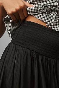 By Anthropologie Smocked-Waist Asymmetric Skirt