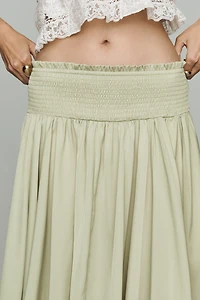 By Anthropologie Smocked-Waist Asymmetric Skirt